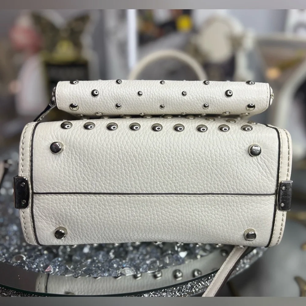 Coach Cream Studded Satchel with Matching Wallet